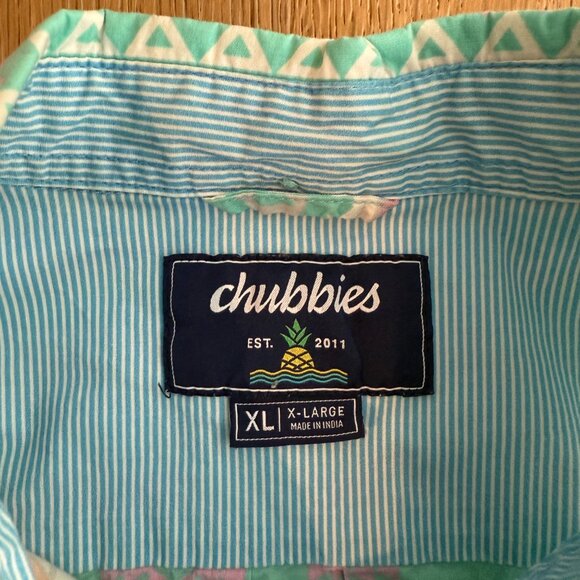 Mens Chubbies En Fuego Aztec Short Sleeve Button Up Shirt XL - Picture 5 of 6
